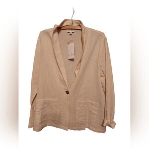 Wonderly Hemp Beige Lightweight One Button Gauzy Blazer Ladies XL NWT Boho
